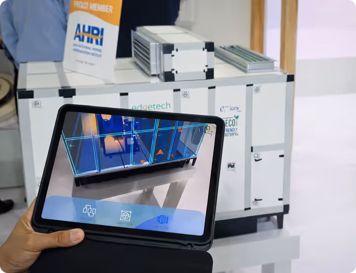 Internal X-Ray View of HVAC unit on iPad augmented reality