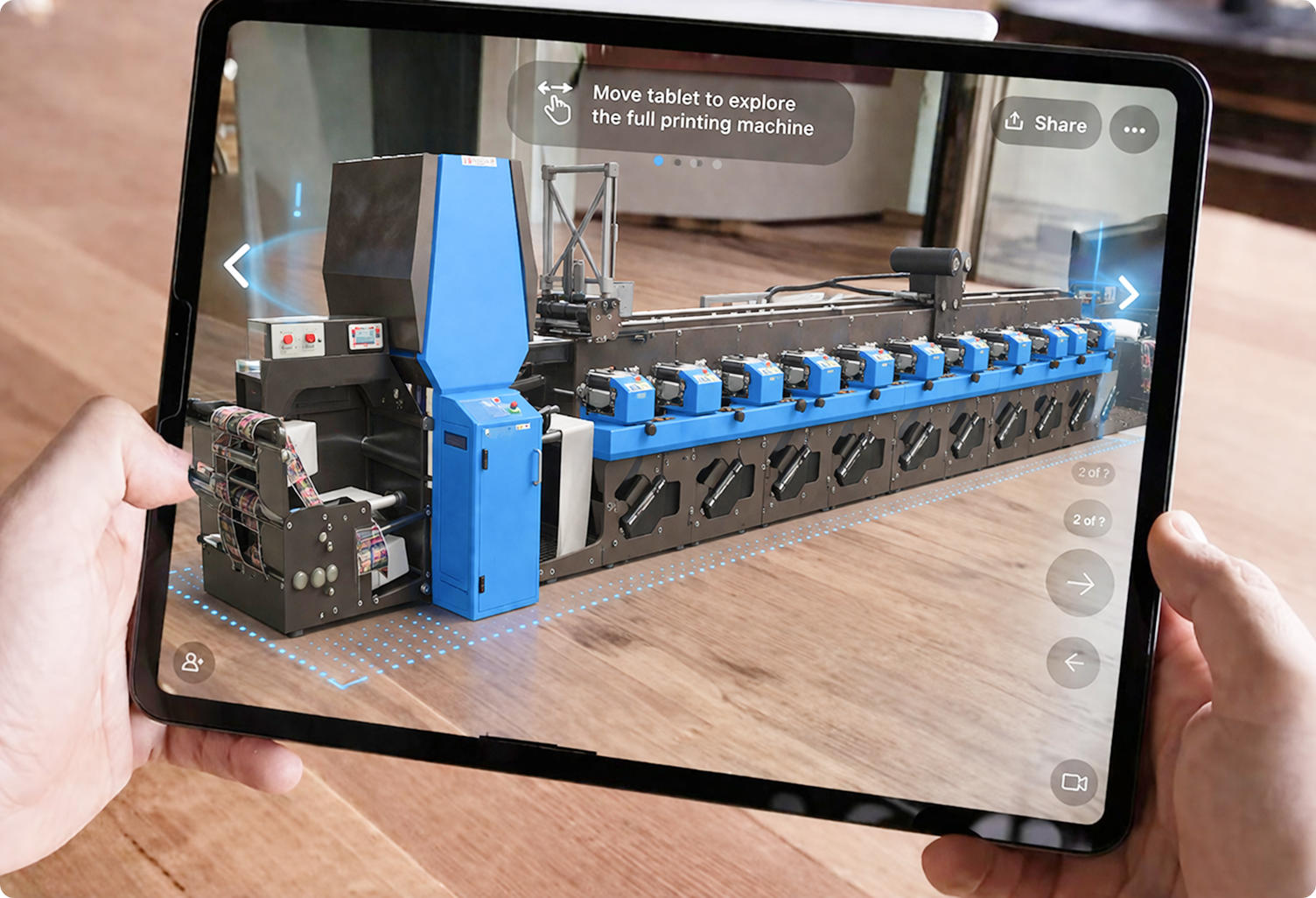 Augmented reality full-size HVAC chiller visualised in client space