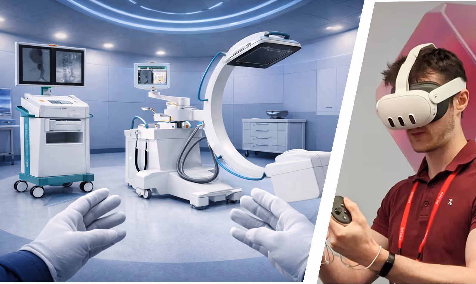 Sales professional presenting HVAC product range on interactive 3D demo app touchscreen