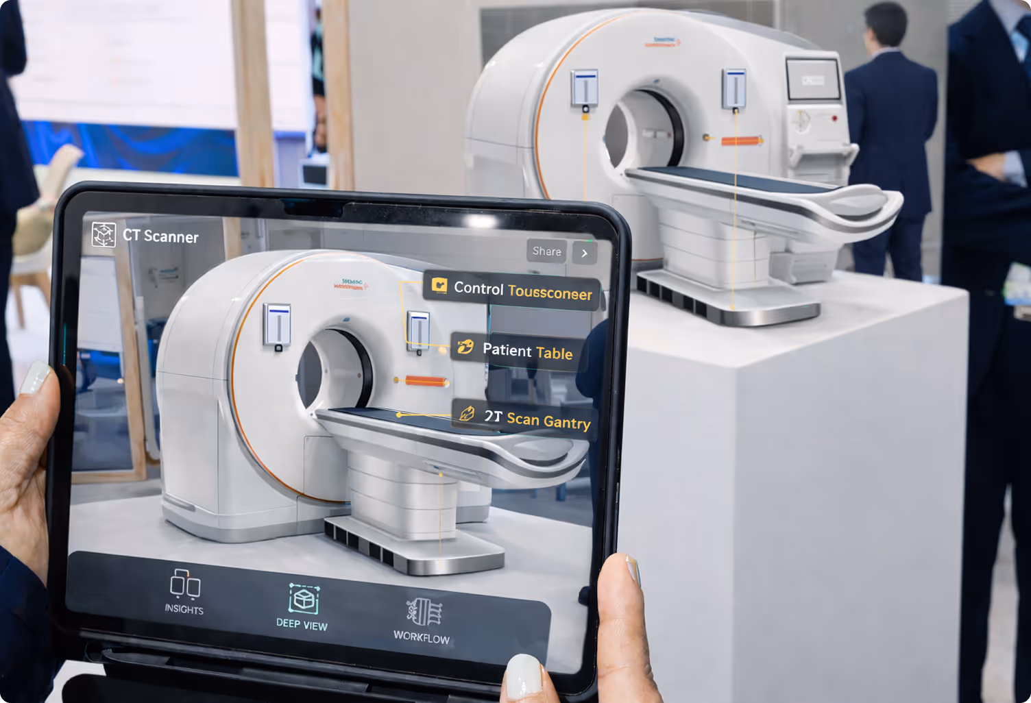 Augmented reality full-size HVAC chiller visualised in client space