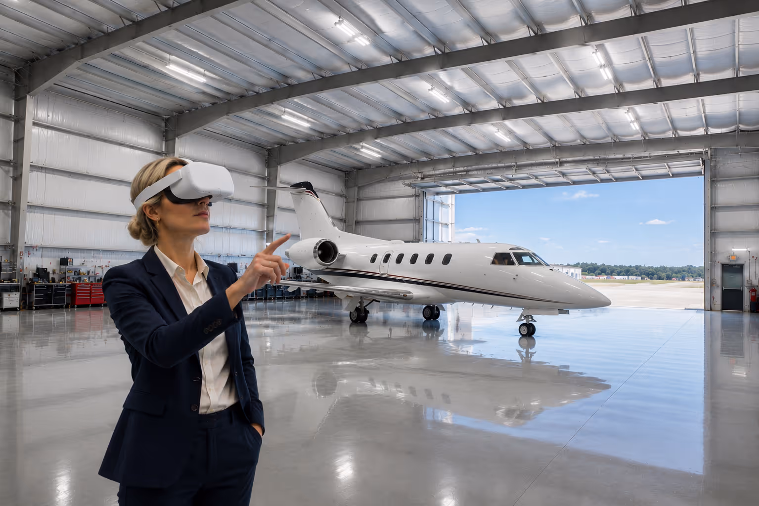 Brochure pages and a smartphone displaying a 360° VR walkthrough side by side, illustrating the gap between flat and immersive media
