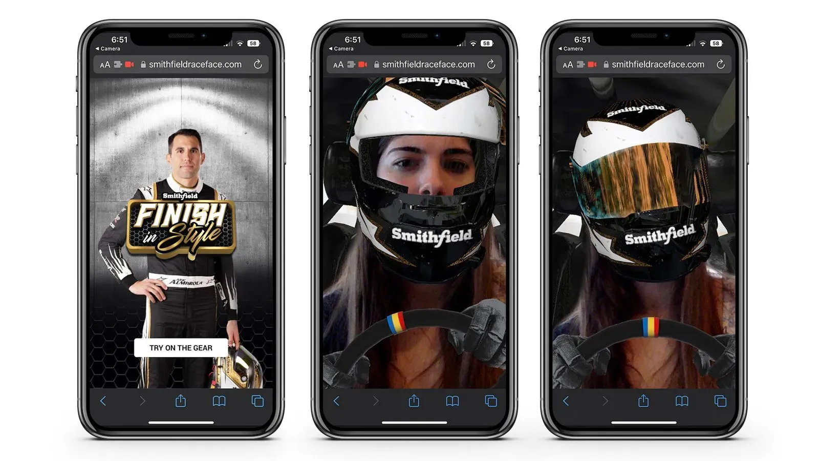 Web-Based AR Filter for Smithfield NASCAR Team 