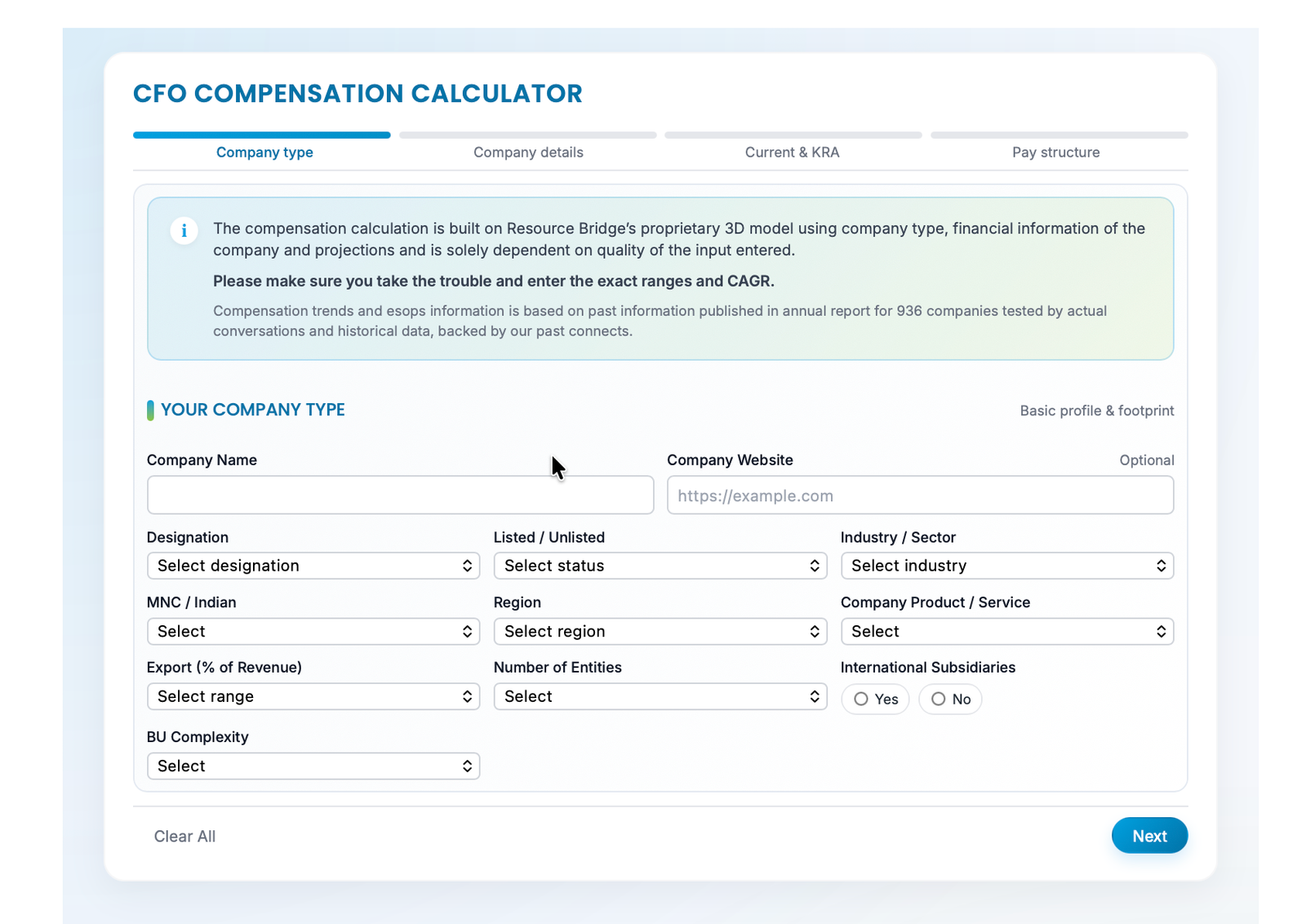 CEO and CFO Compensation Calculator - Resource Bridge