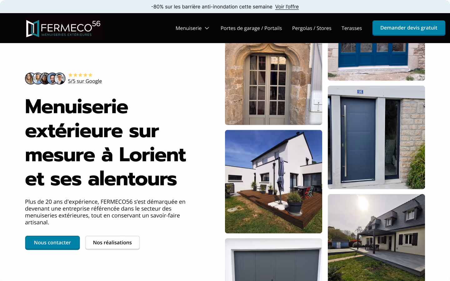 Page de vente menuiserie extérieure artisan Lorient Morbihan