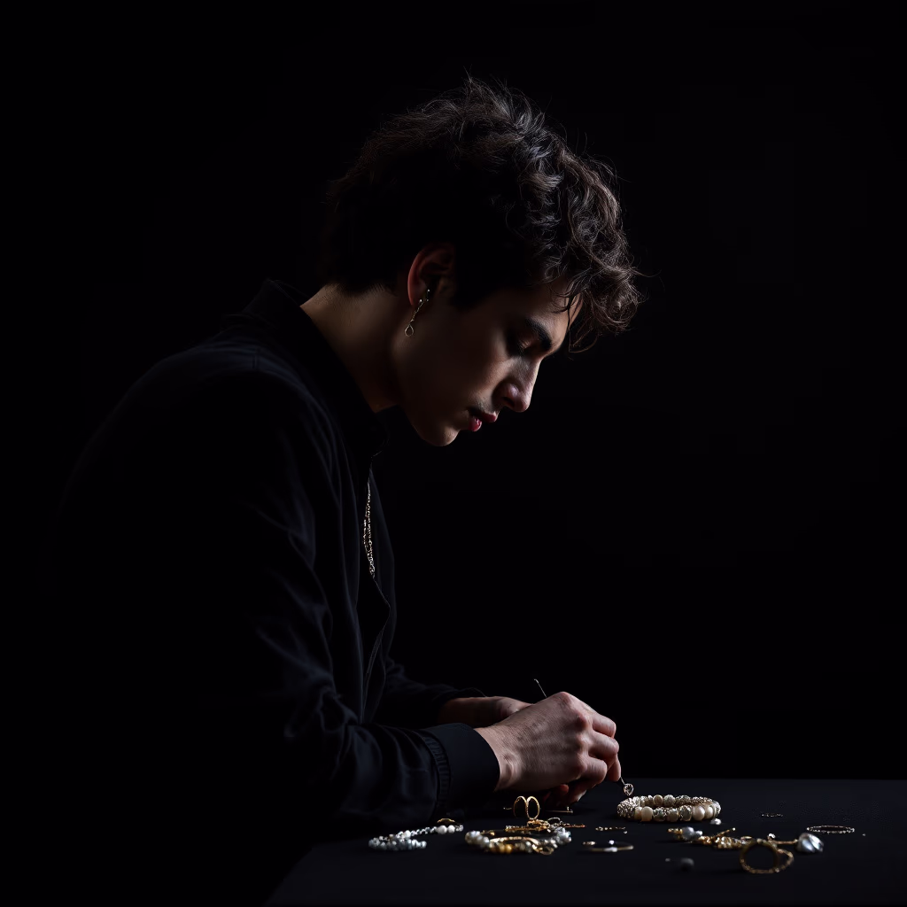 [team] image of designer in studio (for a jewelry store)