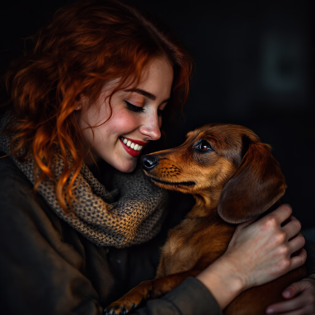 [headshot] image of customer with their pet (for a pet store)