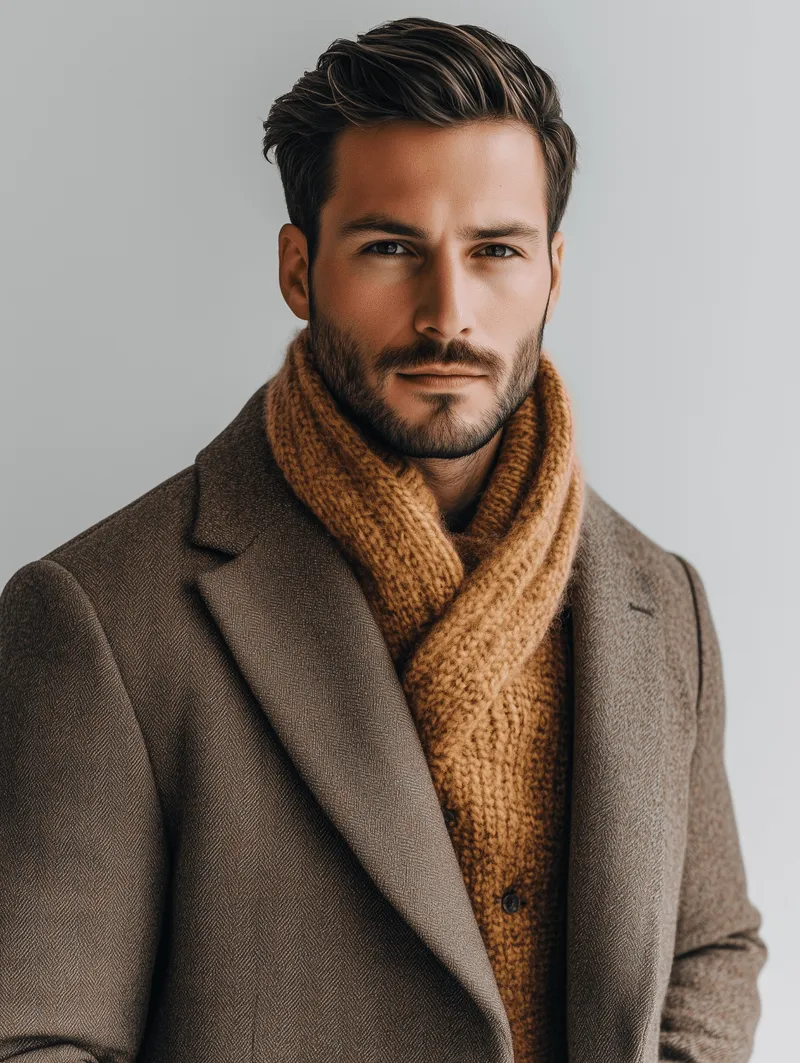 man wearing scarf and jacket