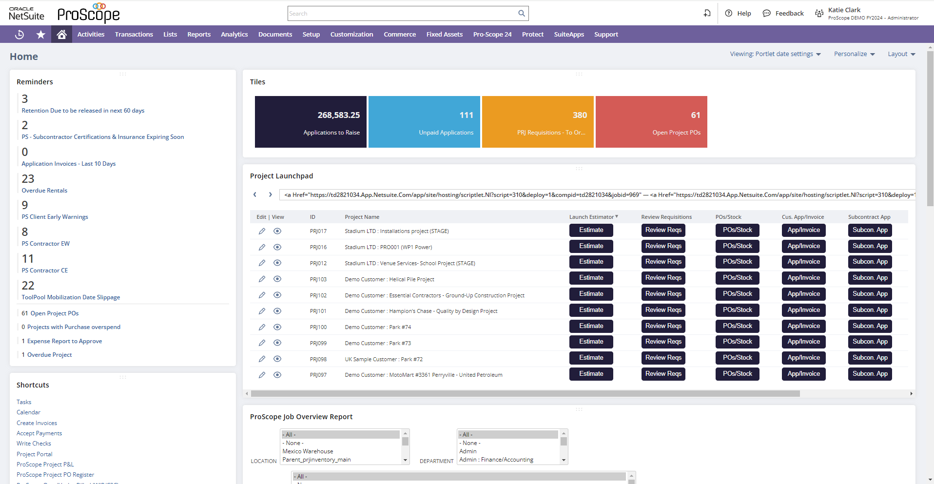 ProScope CIS in NetSuite Construction Solution