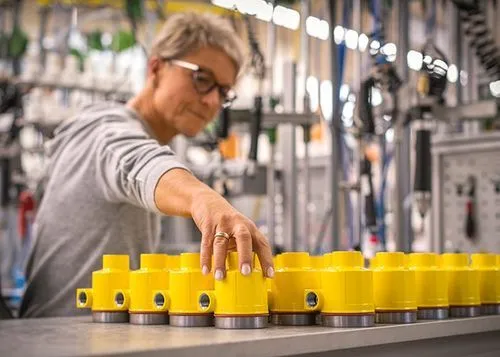 VEGA Grieshaber KG employe during the production of measuring instruments in Schiltach.