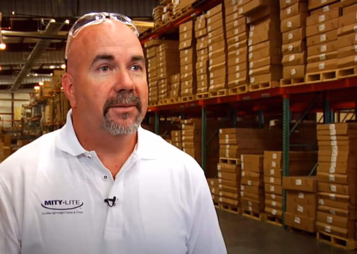 A photo of Brian Bowers, the COO of MityLite, describing how Packsize solutions helped him to optimise his packaging processes and save cost.