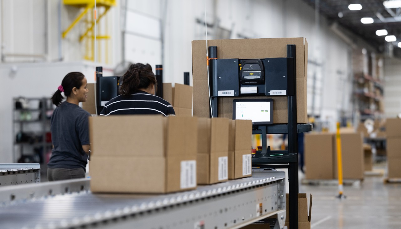 A photo of Packsize right-sized boxes with the OIA CHUCK system