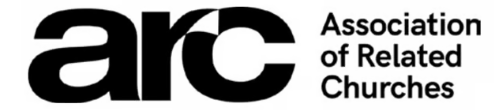 Logo for Association of Related Churches with stylized letters 'arc'.