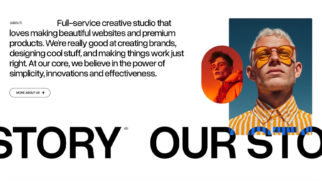 Screenshot of the About section of the Rydge Studio website.