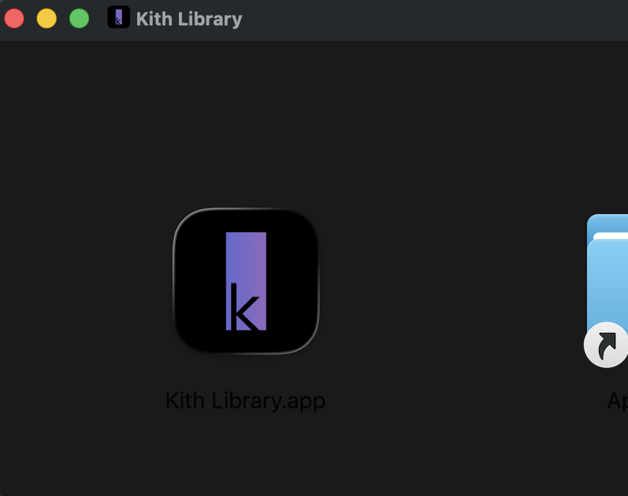 Screenshot of the Kith Library desktop app installer.