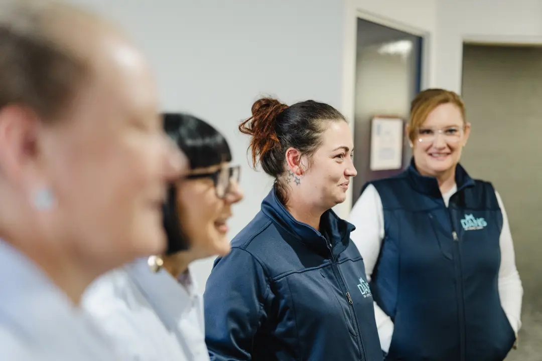 Daily stand up meeting with registered nurses and care workers