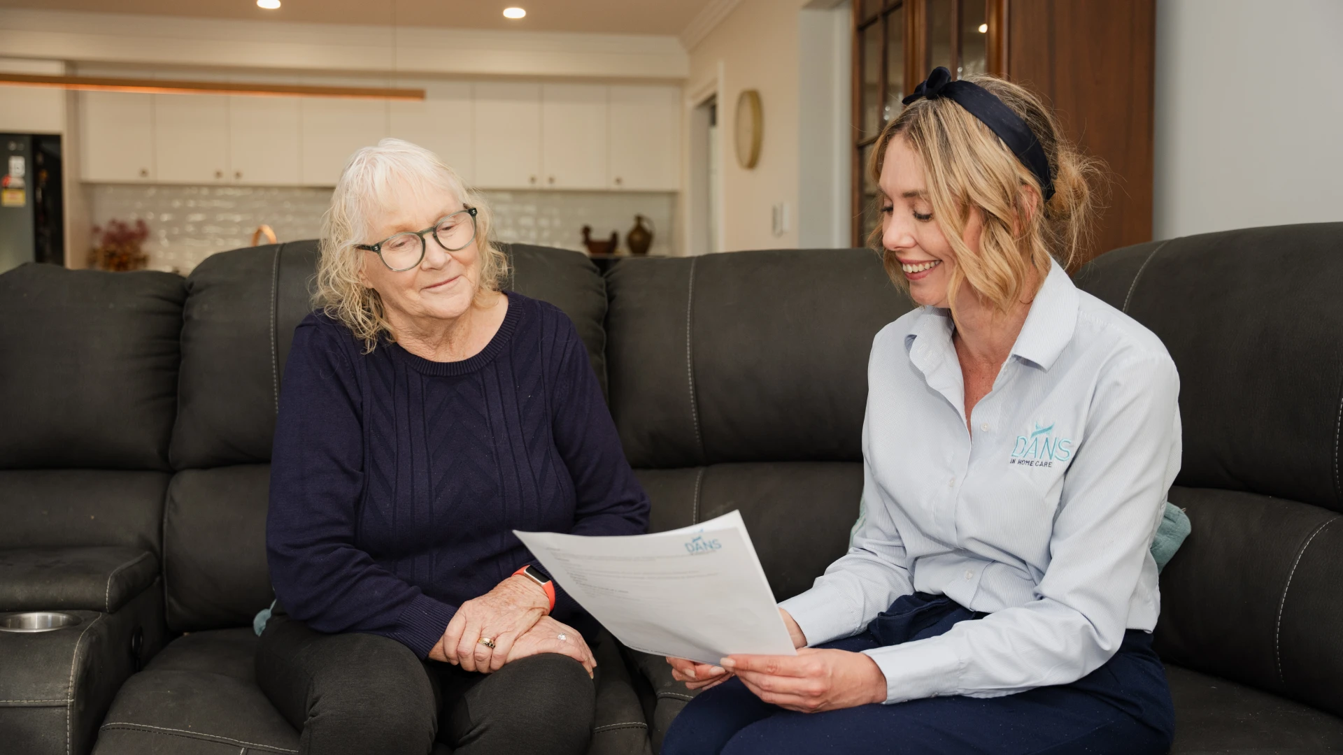 Lisa our Care Partner speaking with our Support at Home client.
