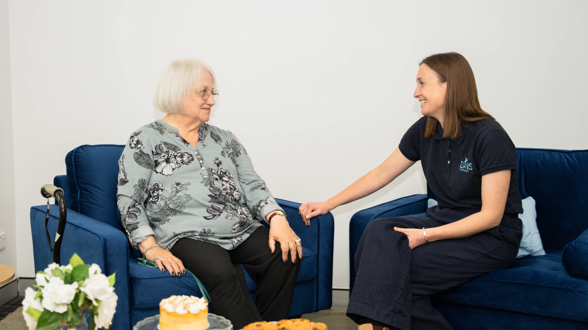 Speaking with our aged care client