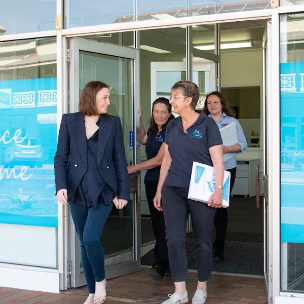 DANS staff leaving the building