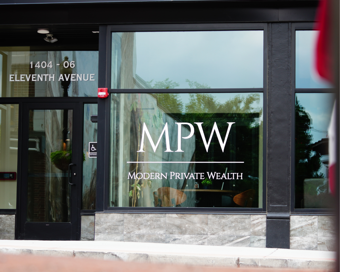 Modern Private Wealth storefront photography