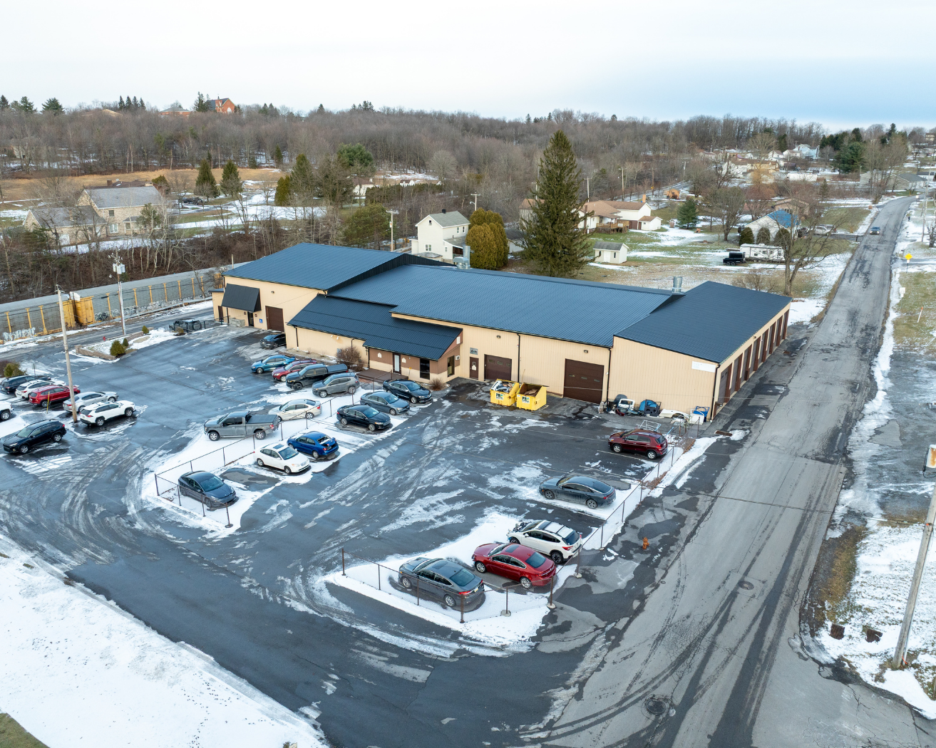 Aerial overview of Kos's Body Shop