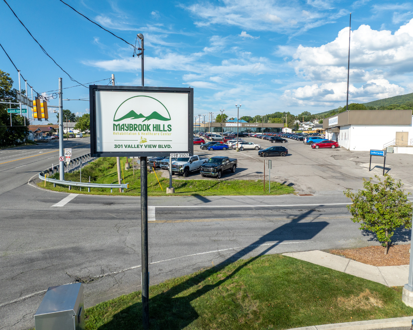 Drone photograph of the Maybrook Hills entrance
