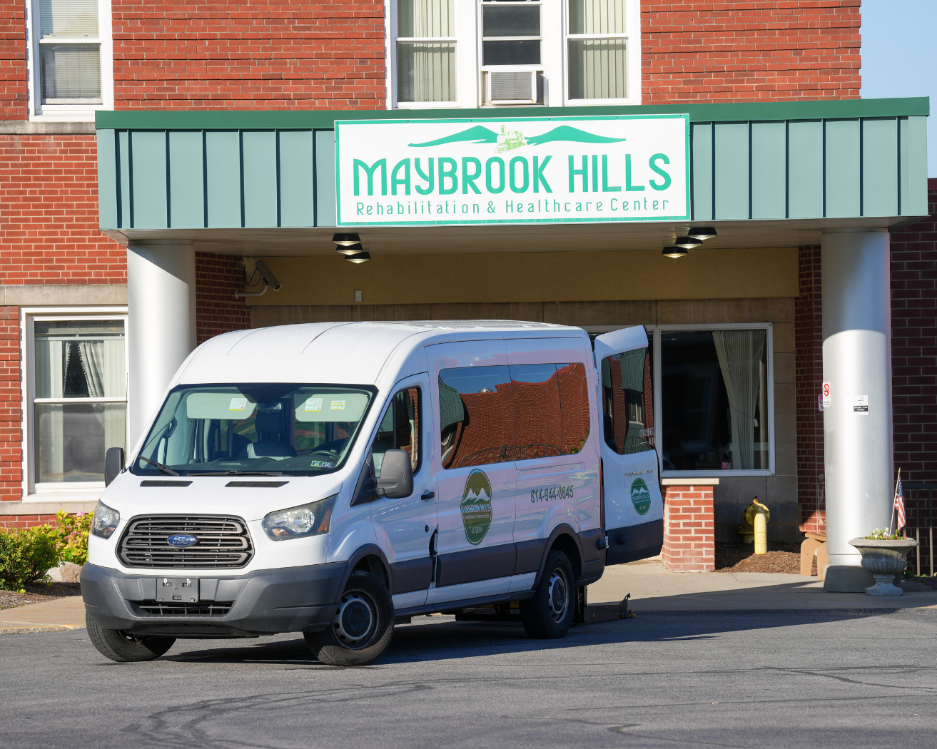 Aerial photograph of a Maybrook Hills transportation van