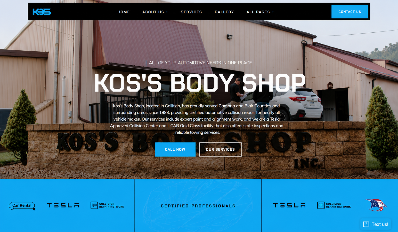 Kos's Body Shop website project