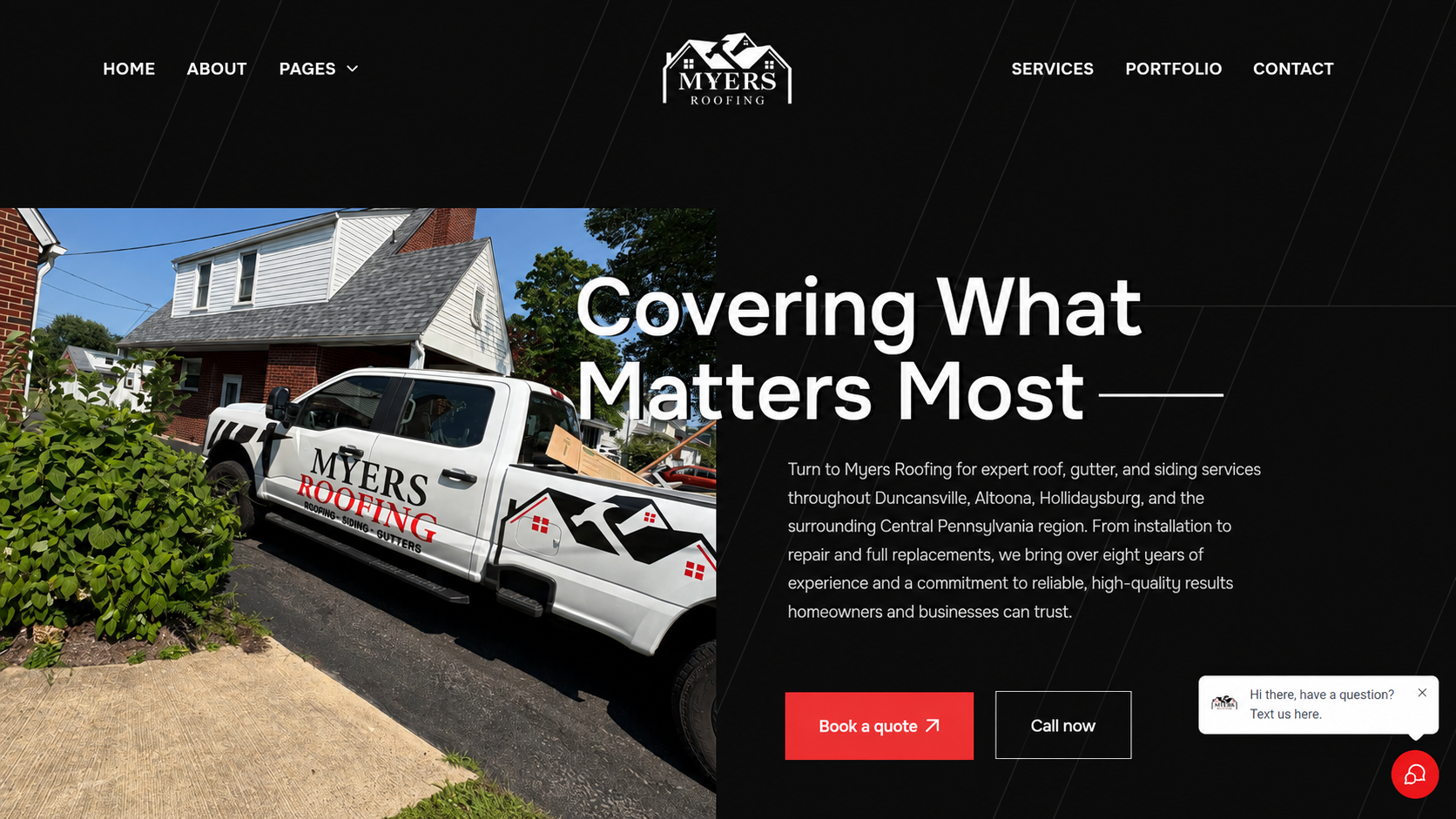 Myers Roofing custom website
