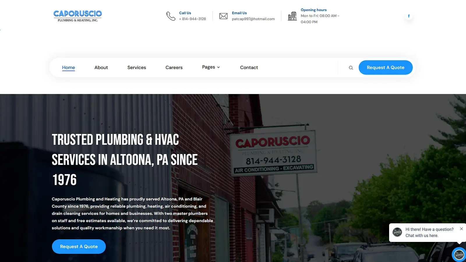 Caporuscio Plumbing and Heating custom website