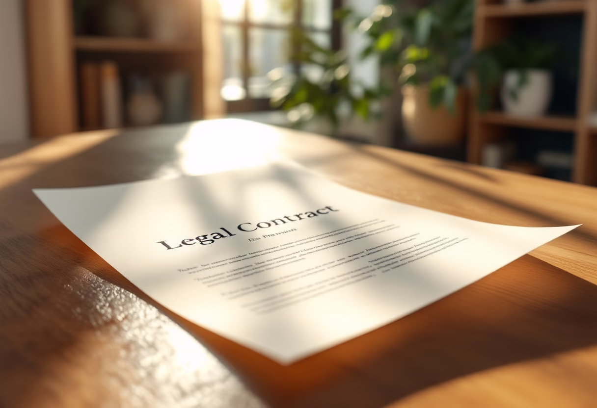 image of a legal contract template in an elegant office setting