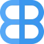 Blue bitcoin symbol with circuit lines extending from the top, bottom, left, and right edges.