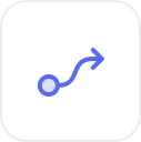 Icon of a curved arrow pointing upward and to the right, originating from a circle.
