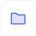 Blue folder icon on a white rounded square background.