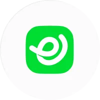 Green square app icon with a stylized white lowercase letter e in the center.