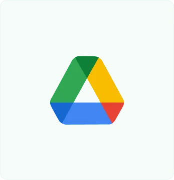 Google Drive logo with green, yellow, blue, and red triangular shapes on a green background.