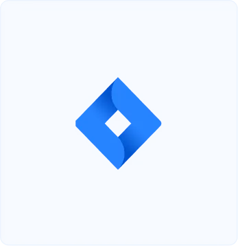 Blue square icon with a subtle, abstract diamond shape in the center.