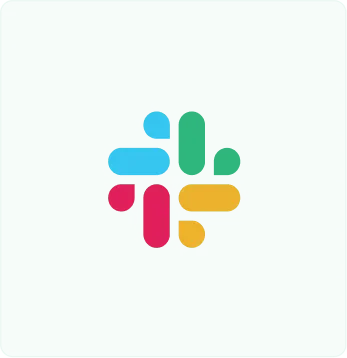 Abstract colorful geometric shape with blue, red, and yellow components on a green square background.