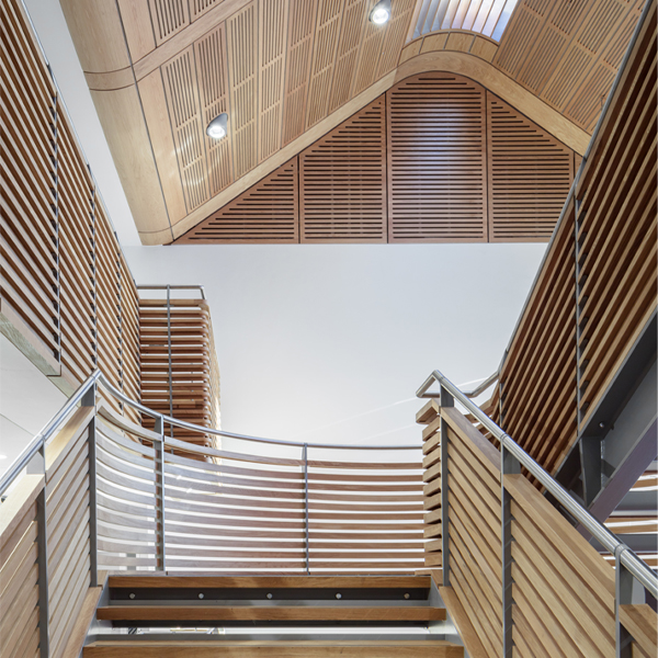 Abstract wavy lines gradient in yellow and orange on a soft blue-gray background.