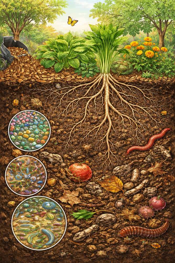 Soil life, roots and decomposition processes in the Ediblescapes garden