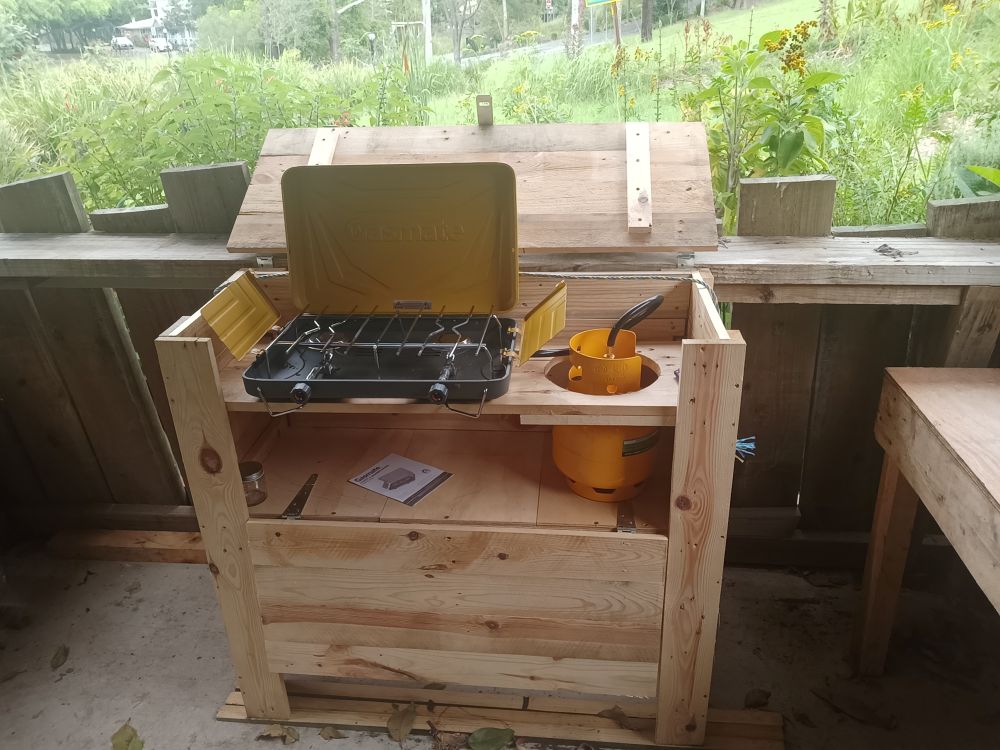Portable cooking arrangement used for community food activities, 7 February 2023.