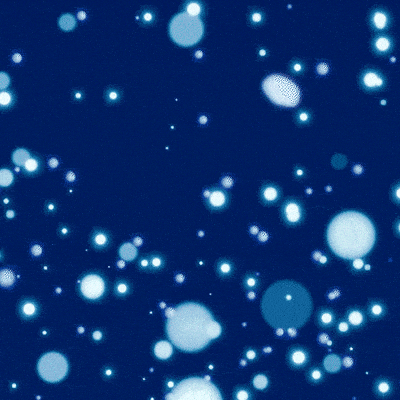 Nabil Gholam Architects' Fitr 2024 greeting card, scattered glowing white and pale blue orbs of varying sizes on a deep blue background