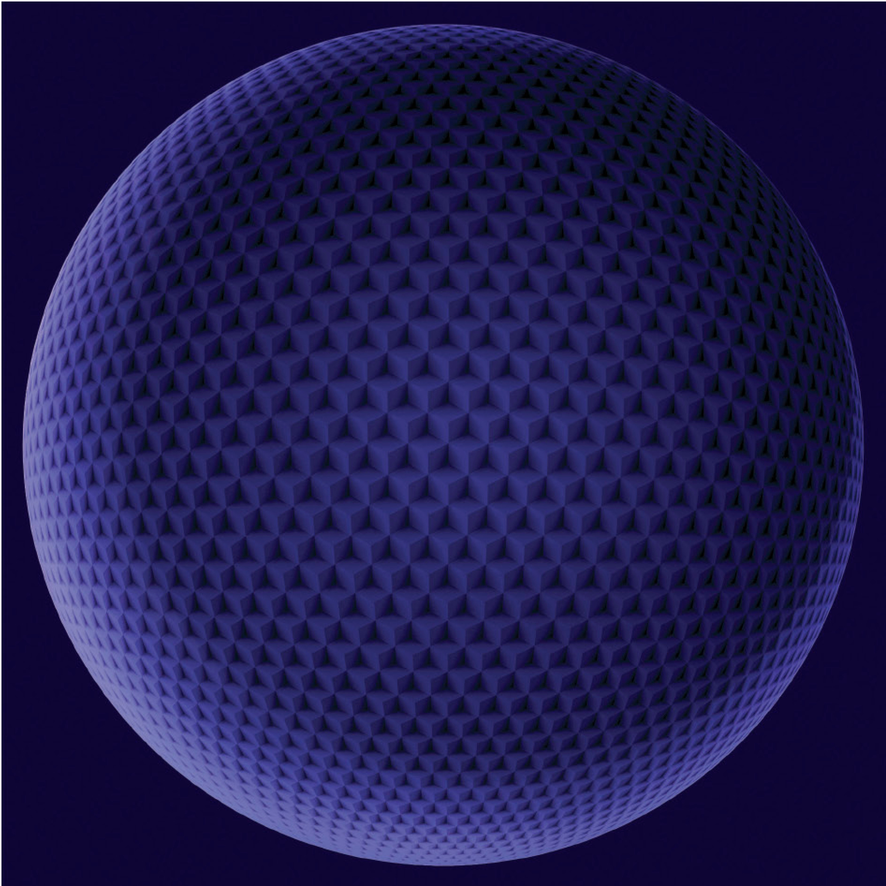Fitr 2018 greeting card by Nabil Gholam Architects, a 3D-rendered sphere with a faceted cube-patterned surface in deep blue tones on a dark background