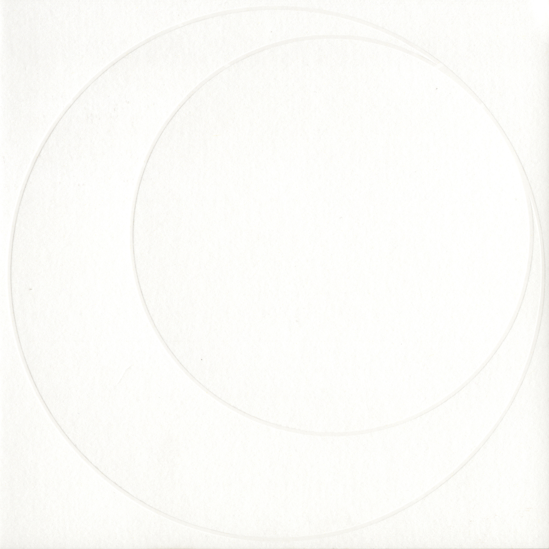 Fitr 2009 greeting card by Nabil Gholam Architects, two overlapping embossed circles forming a crescent moon on off-white paper