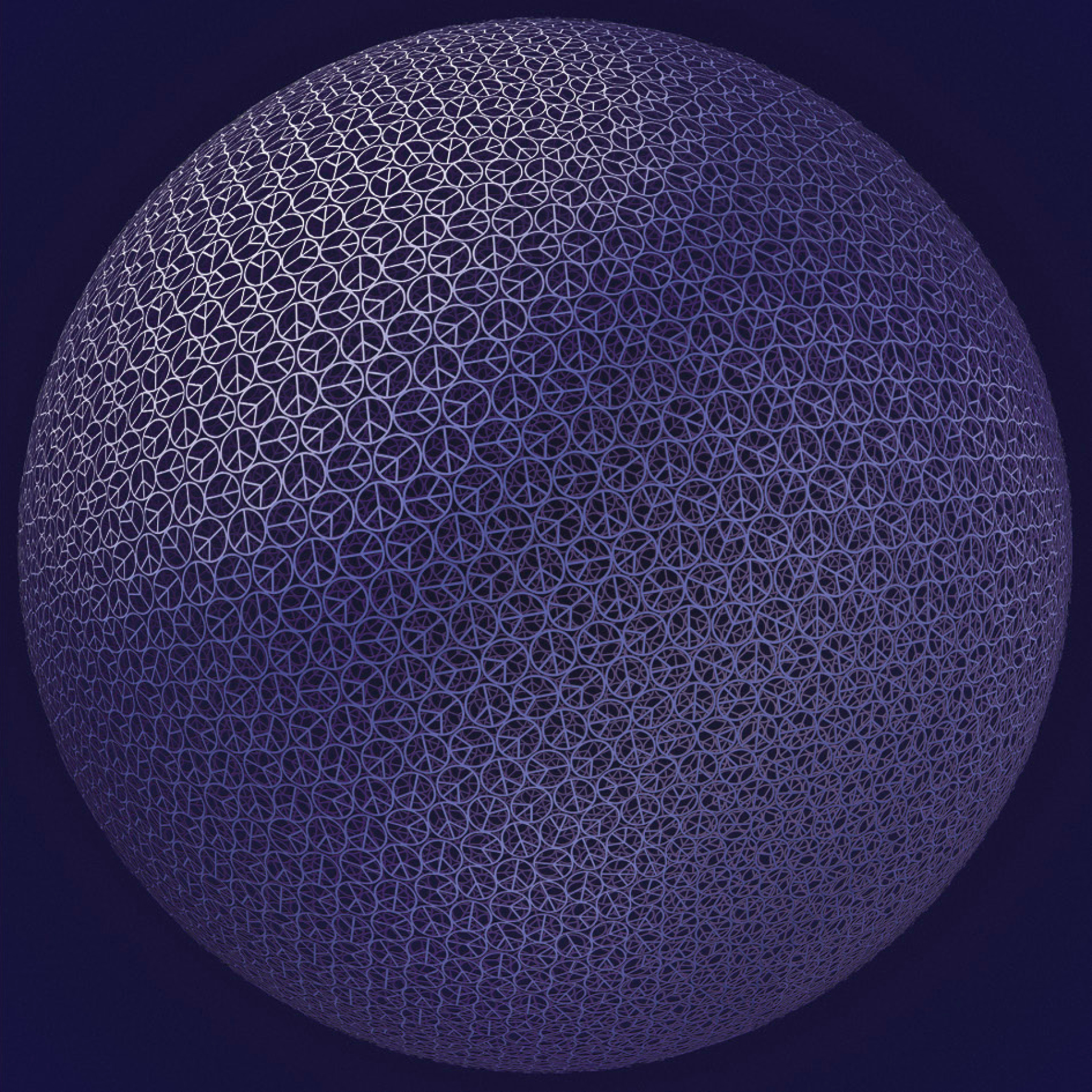 Xmas 2015 greeting card from Nabil Gholam Architects, a sphere formed of dense circular wireframe patterns against a dark indigo background