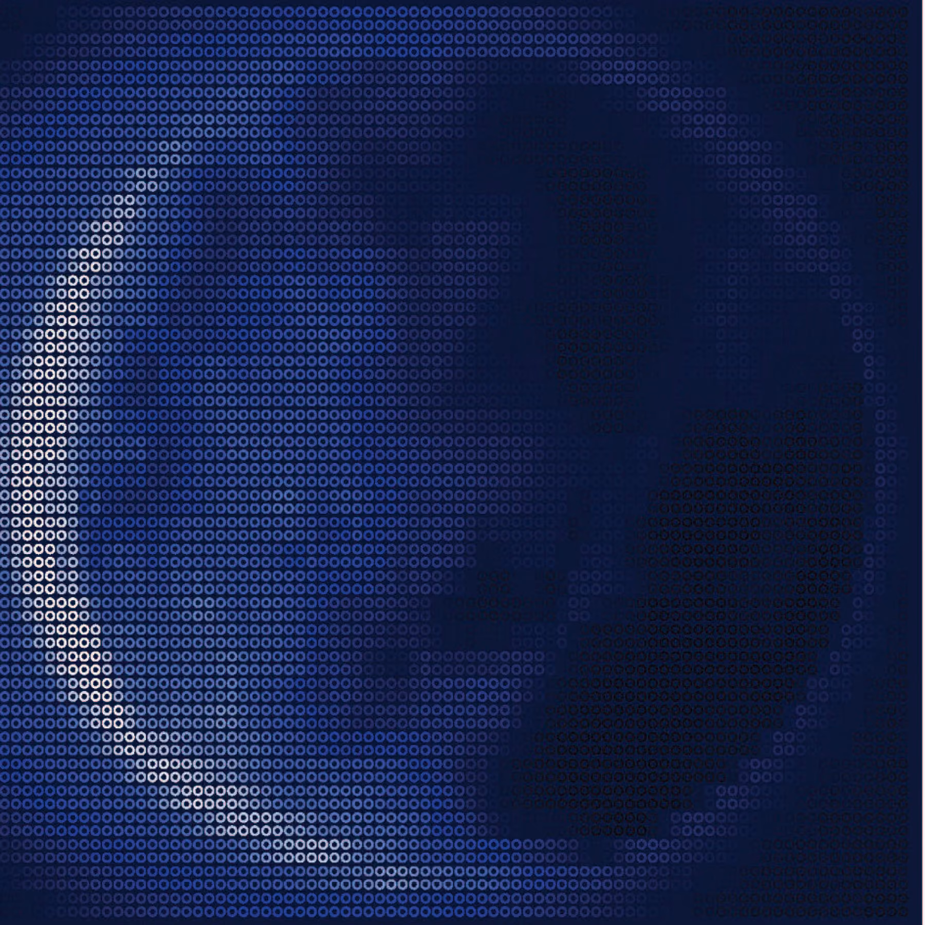 Fitr 2013 greeting card from Nabil Gholam Architects, an abstract crescent moon rendered in a halftone dot pattern of white and blue on navy