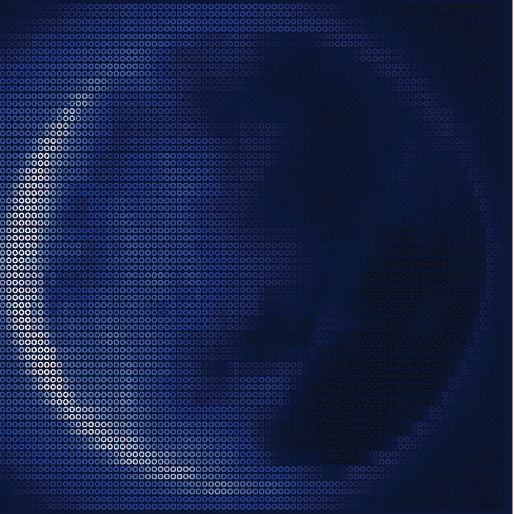 Fitr 2013 greeting card from Nabil Gholam Architects, an abstract crescent moon rendered in a halftone dot pattern of white and blue on navy