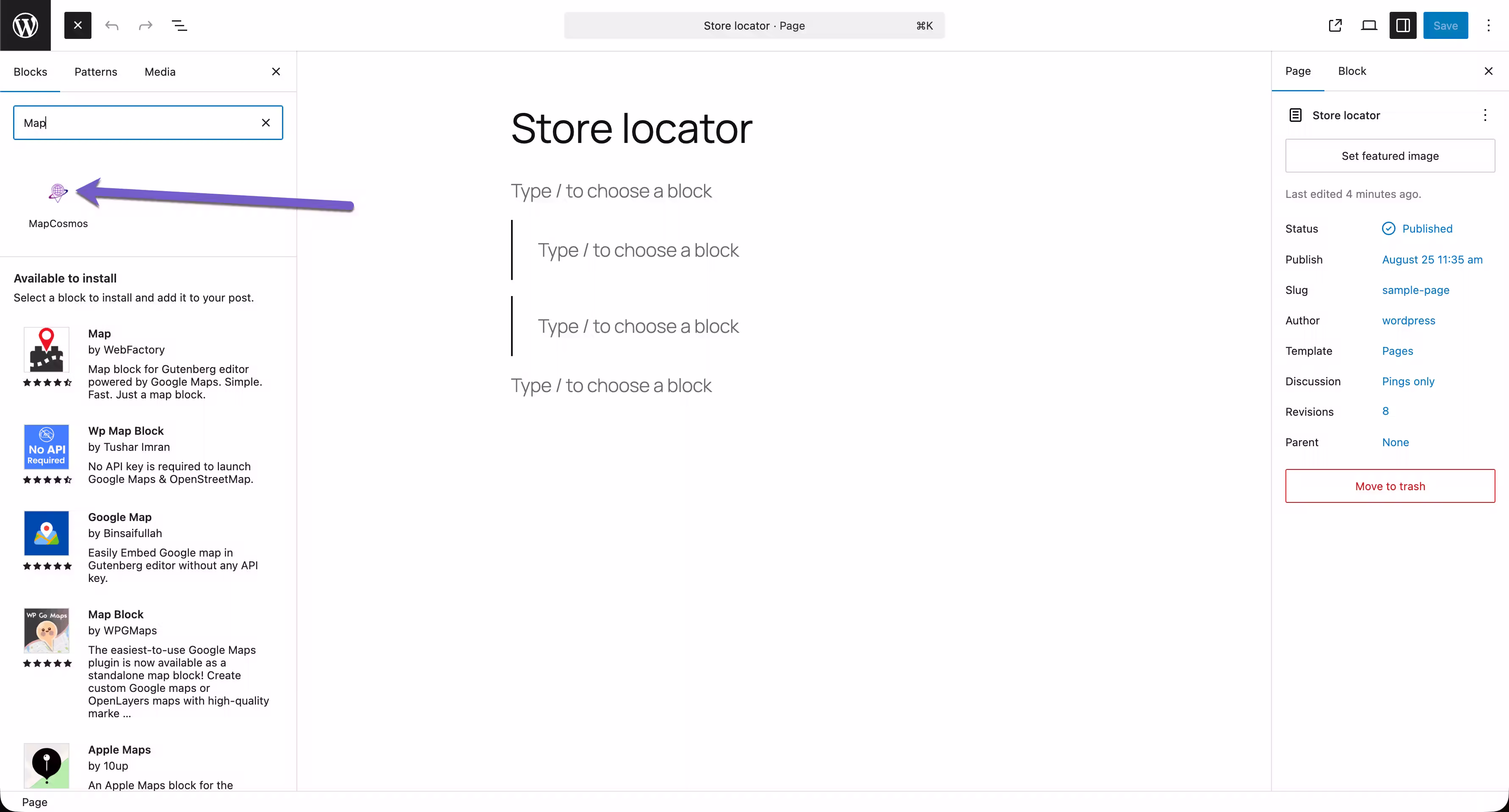 Customization settings screen for store locator WP plugin in WordPress dashboard.