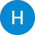 Cercle bleu avec la lettre blanche H au centre.