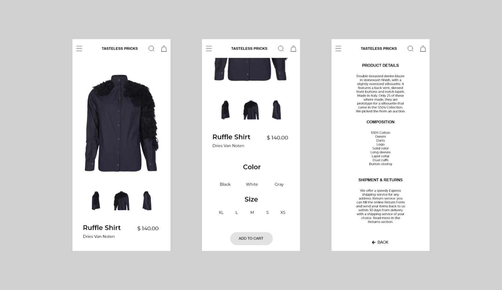 Product page, mobile