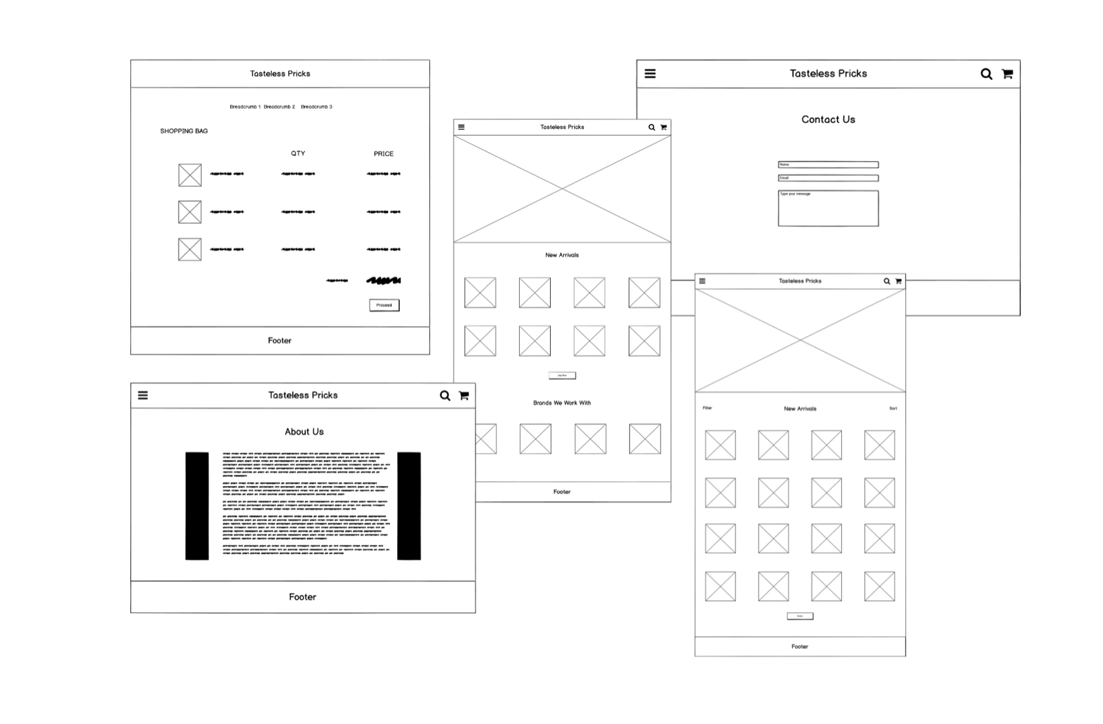Low-fidelity wireframes